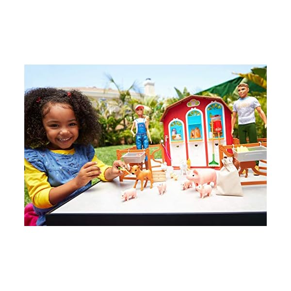 Barbie GFF51 Spaß auf dem Bauernhof Bauernhof Spielset mit Zwei Puppen, Puppen Spielzeug ab 3 Jahren – Bild 3