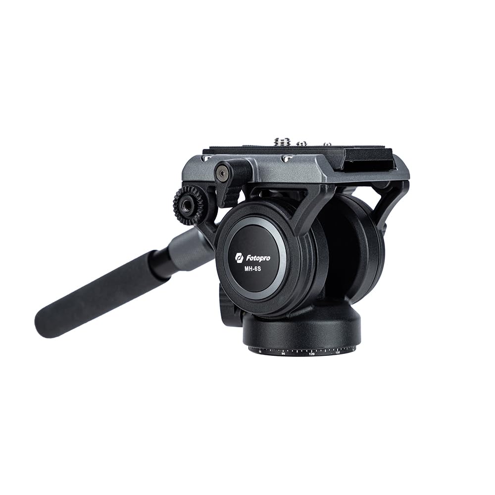 Fotopro Panoramic Fluid Head Drag Pan Head For Video Camera Tripod with QR Plate, for Filmming Vlogging livestreaming Videography (MH-6S)