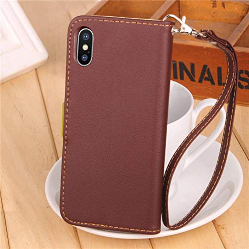 ZSTVIVA iPhone Xs Max Leather Phone Case 6.5 inch PU Flip Soft TPU Inner Cover Buckle Wallet Bracket Anti-Fall Shockproof Lychee Texture Smartphone Case