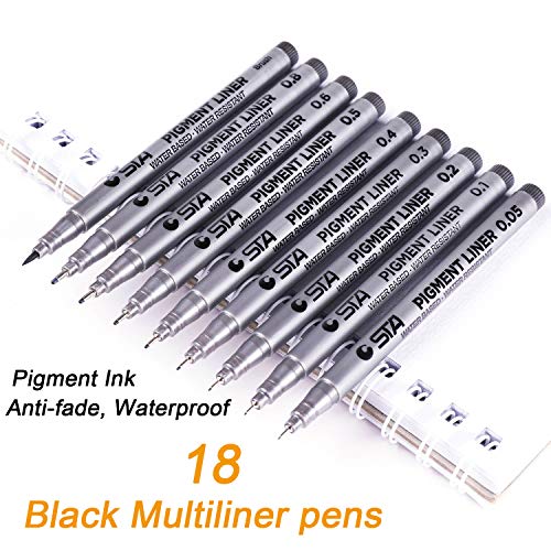 Dyvicl Black Micro-Pen Fineliner Ink Pens - Waterproof Archival Ink Micro Fine Point Writing Drawing Pens for Sketching, Anime, Artist Illustration, Technical Drawing, Office Documents, Scrapbooking
