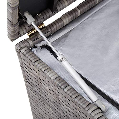Extaum Gartenbox Garten-Aufbewahrungsbox Gartentruhe Terasse Kissenbox Sitzbank Grau 150×50×60 cm Poly Rattan – Bild 6