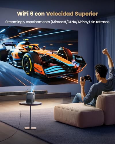 Mini Portable Projector 4K 【Netflix Ready/Dolby】 WiMiUS Projector 1080P FHD with Auto Keystone/E-Focus, Integrated WiFi & Bluetooth Apps, Portable Projector 4K Home Cinema for Mobile/PC/HDMI ARC
