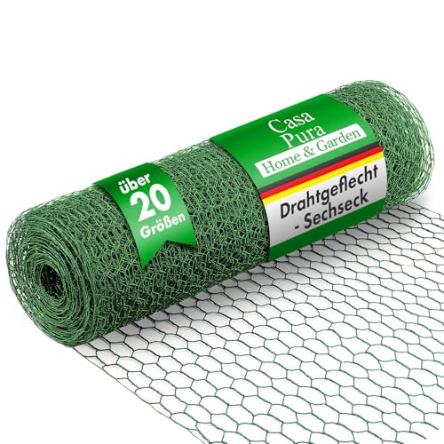 casa pura Maschendrahtzaun für Garten, Balkon und Kleintiere | Drahtzaun aus Sechseckdrahtgeflecht mit Maschenweite 13 mm | grün beschichtet | viele Größen | 75