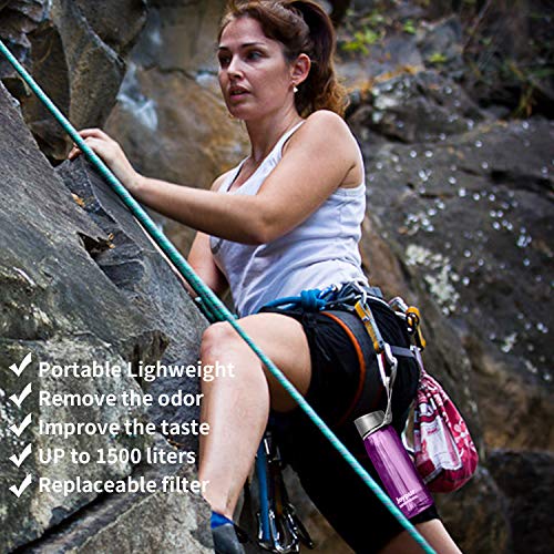 joypur Portable Water Bottle with Filter, Camping Filter Water Bottle for Travel Hiking Backpacking, 0.01 Micron Water Purifier Bottle Straw, Emergency Water Filter Bottle 24 Oz Leakproof