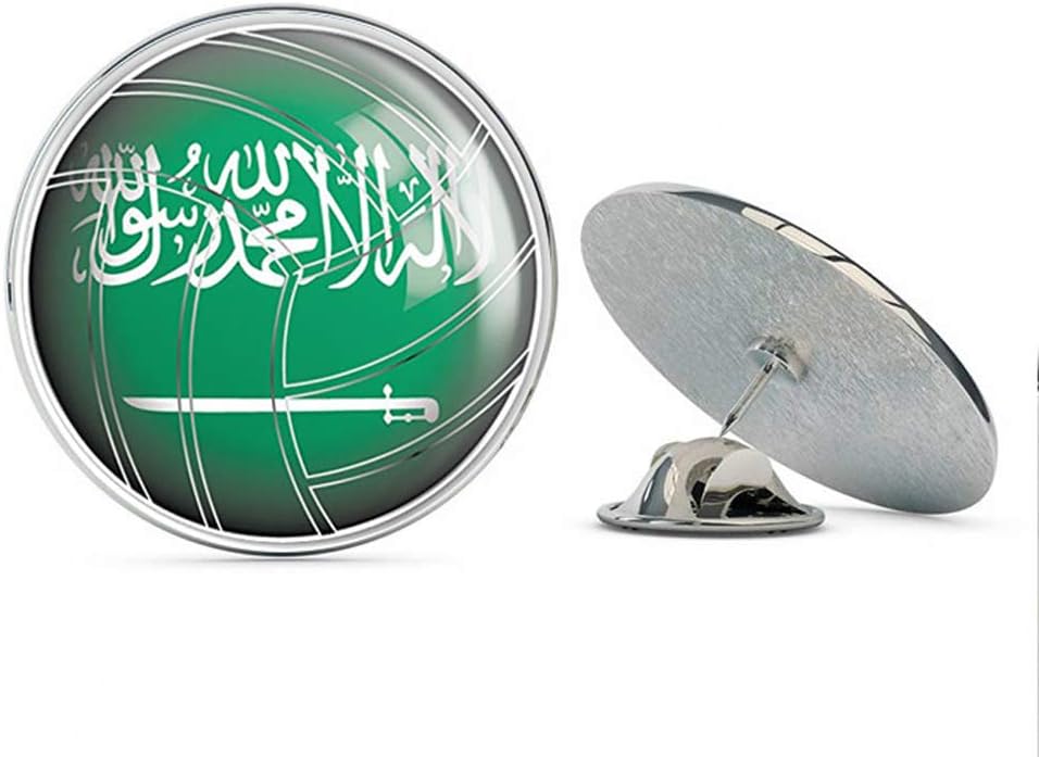 TG Graphics Saudi Arabia Volleyball World Flag Art Round Metal Lapel Pins Cute Cool Hat Shirt Pin Tie Tack Pinback