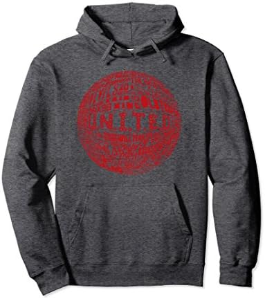 Unisex Manchester United - Red Typography Print Hoodie XL: Dark Heather