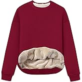 Gihuo Women's Winter Fleece Sherpa Lined Crewneck Pullover Sweatshirt (US, Alpha, Small, Regular, Regular, 02 Wine)