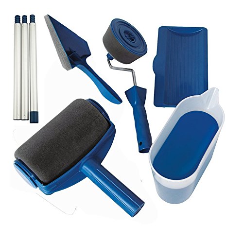 ELEOPTION Paint Roller Kit Paint Runner set including paint roller tray, paint roller extension pole, paint roller edger, Corner Cutter Painter for Home Painting for Walls (6pcs-Paint Runner Set)