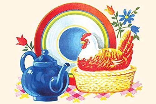 Amazon Com A Plate And A Teapot Next To A Chicken Decorated