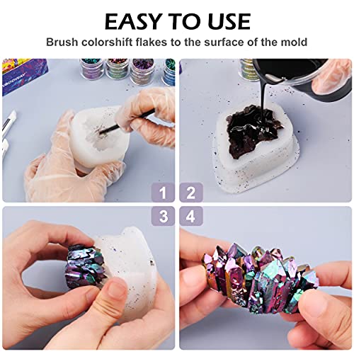 NODDWAY 6 Colors Chameleon Flakes, Intense Color Shift Pigment Powder for Nail Art/Tumblers, Mirror Chrome Nail Powder for Resin Crafts/Paints/Soap Making