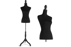 HOMBOUR Female Mannequin Body, Sewing Mannequin Torso Dress Form, Adjustable Mannequin with Stand for Sewing Dressmaker Jewelry Display, Black