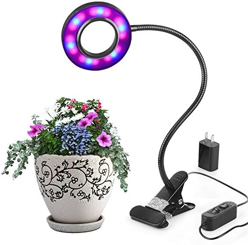 LED Grow Lights, Auhko 10W Adjustable 6 Level Dimmable Clip Desk Plant Growth Lamp with 360 Degrees Flexible Gooseneck