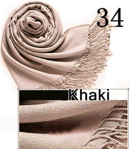 HiiBabyTop Quality Hot Sale Ladies Pashmina Shawl Hijab Scarf Huge Range Wrap 40Colors (Khaki 34)