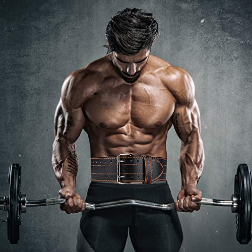 Kamileo Lifting Belt, Weight Lifting Leather Belt with Prong Buckle for Men and Women, Stabilizing Lower Back Support for Powerlifting Squat Deadlifting - Thumbnail 6