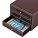 MyGift Executive 3-Drawer Leatherette Office Filing Document Cabinet Drawer Box, Brown