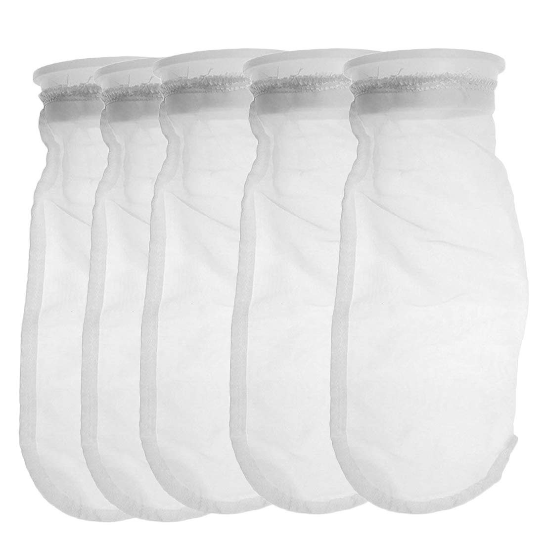5 Pack 100 Micron Nylon Mesh Filter Socks 4 Inch Ring - by 15 Inch Long – Aquarium Water Filter Bags (100 Micron)