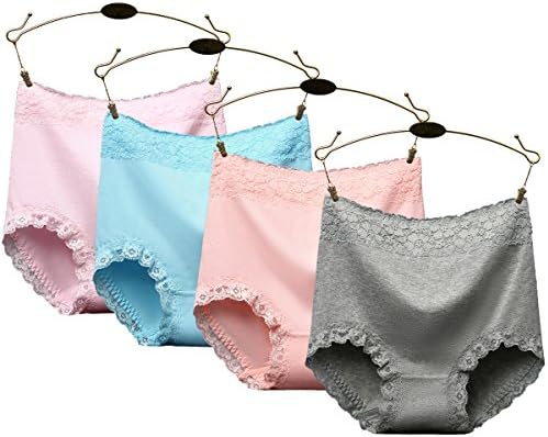 Slimart 4 PCS Cotton Women Lace Panties Lingerie Hipster Briefs Underpants Underwear