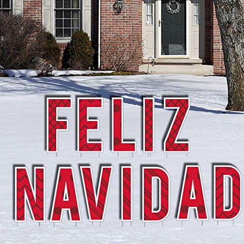 VictoryStore Yard Decorations: Feliz Navidad Letters Yard Letters - Spanish Christmas Yard Signs - Includes 24 Stakes
