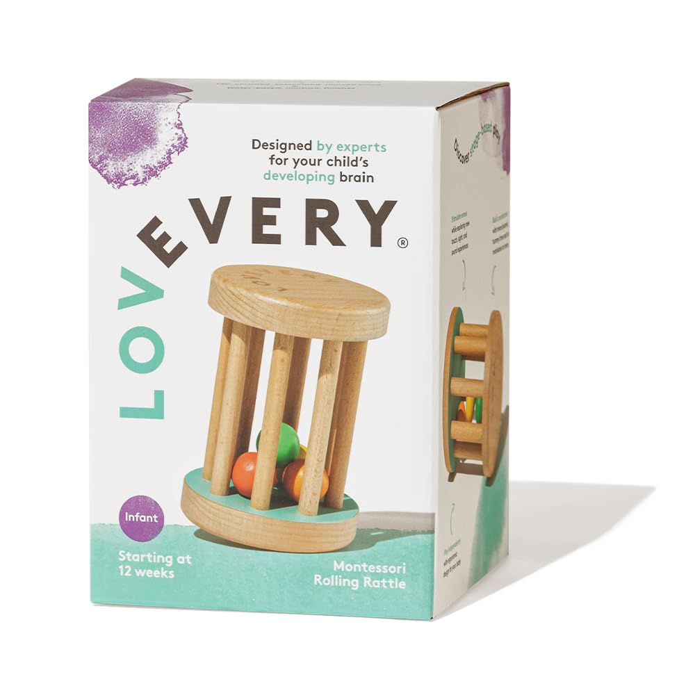 Lovevery, Montessori Rolling Rattle, Baby Rattle Starting at 12 Weeks