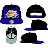 Mitchell & Ness Los Angeles Lakers Cross Check Snapback Hat Cap Black, Purple