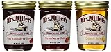 Mrs. Miller's Amish Homemade Quince Jelly, Strawberry Jam & Red Raspberry Jam Variety Pack (One of Each) 8 oz/226g - Pack of 3 (Boxed)