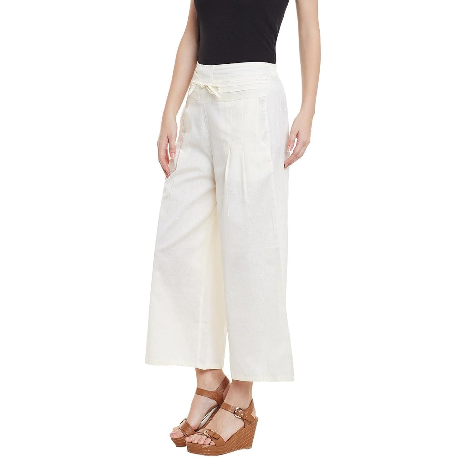 bitterlime women's cotton solid palazzo trousers
