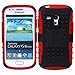 Wisdompro S3 Mini Case, 2 Piece in 1 Dual Layers Heavy Duty Hard Soft Hybrid Rugged Protective Case with Foldable Kickstand for Samsung Galaxy S3 Mini (NOT S3 Fit) - Red/Black