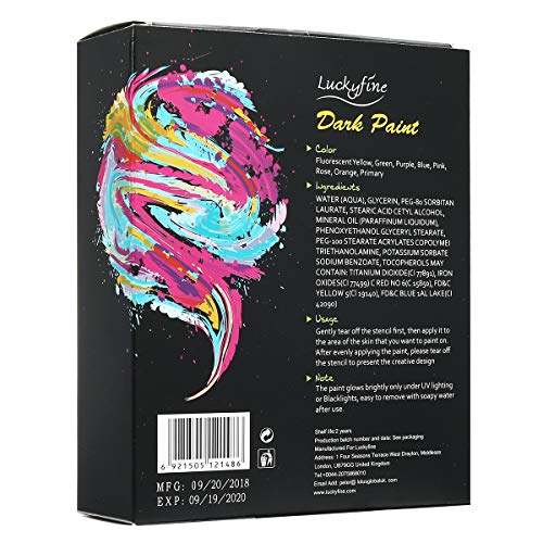 UV Face Paint- 8pcs x 28g UV Face and Body Paint Set, Luminous Body Painting, UV Glow Fluorescent Colors Body Paint Set Neon Liquid Face Paint, Perfect for Carnival, Party, Halloween
