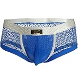 YiZYiF Men's Openwork Mesh Breathable Cool Sexy Bikini Briefs Swimwear Underwear Blue Small