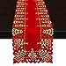 Grelucgo Small Embroidered Christmas Holiday Holly Tree Table Runner, Dresser Scarf, Rectangular 16 x 36 Inch