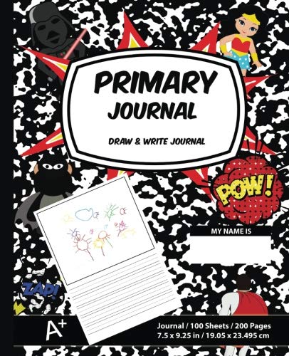 Primary Journal: Comic Book Style, Primary Composition Draw & Write Journal, 7.5 in x 9.25 in, Soft Durable Cover, 100 Sheets, K-2nd Grade [Primary Journals] by Primary Journal