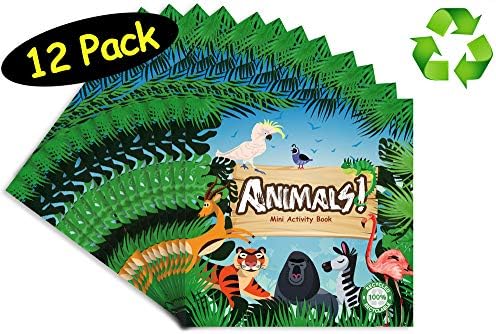 Zoo Animals Party Favors Mini Activity Books // 100% Recycled Full Color // 12-Pack, 4.75 x 4.75 inches
