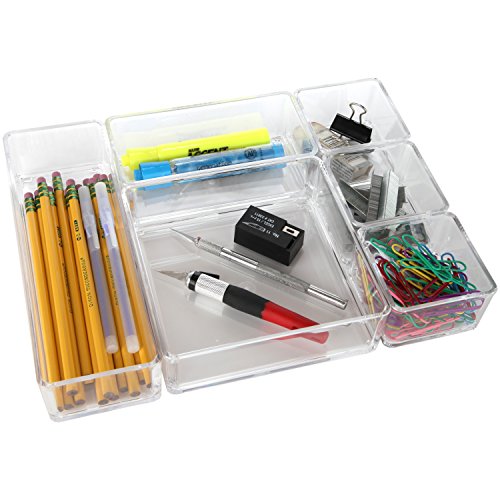 ARAD Clear Acrylic Office Tool Craft Organizer Set, Desk Drawer
