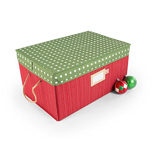 Santas Bags 3 Tray Ornament Storage Box with Dividers (Polka Dot)