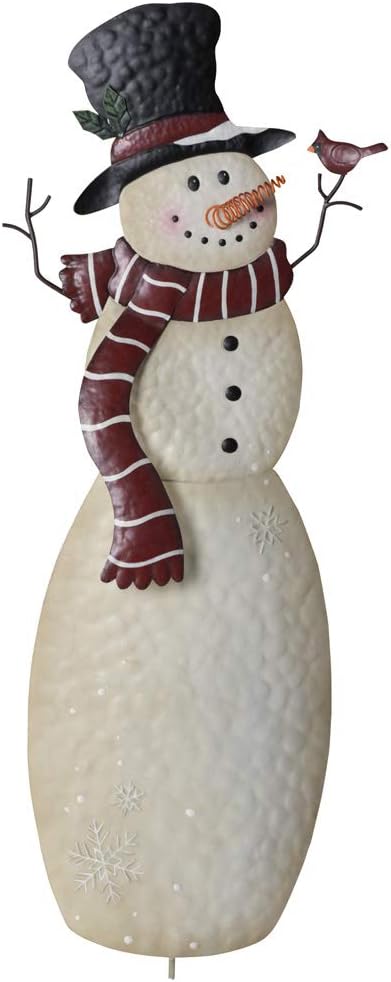 Decorative Garden Stakes - Collections Etc Christmas Snowmen Outdoor Metal Garden Stakes - 3D Seasonal Decor, Each Sold Separately