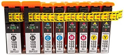 Compatible Ink Cartridge Replacement for Lexmark 100 (Black, Yellow, Magenta, Cyan, 8-Pack)
