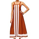 Clispiy Women's Boho Beach Cover Up Dress Long Striped Maxi Dress with Shoulder Straps Summer Coverup 2025