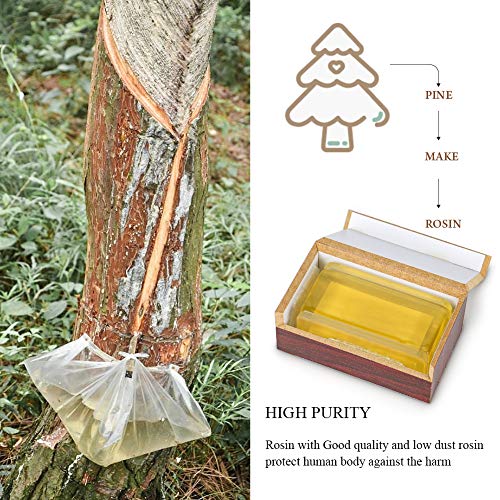 Violin Cello Rosin, Echeer Low Dust Yellow Rosin with Wooden Box Suitable for Bows for Violin Viola and Cello (2PCS)