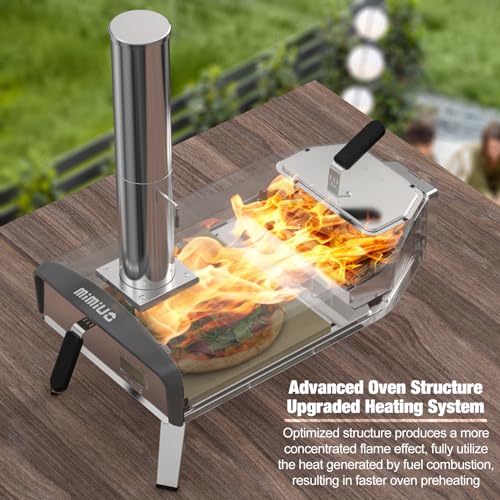 Mimiuo Outdoor Pizza Oven with 33cm Square Pizza Stone Portable Pizza Oven for Charcoal and Firewood