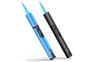 TOPKAY Torch Lighters 2 Pack Adjustable Jet Flame Butane Lighter, Refillable Gas Torch Lighter for Candles Grill BBQ Fireplaces Camping (Butane Not Included)
