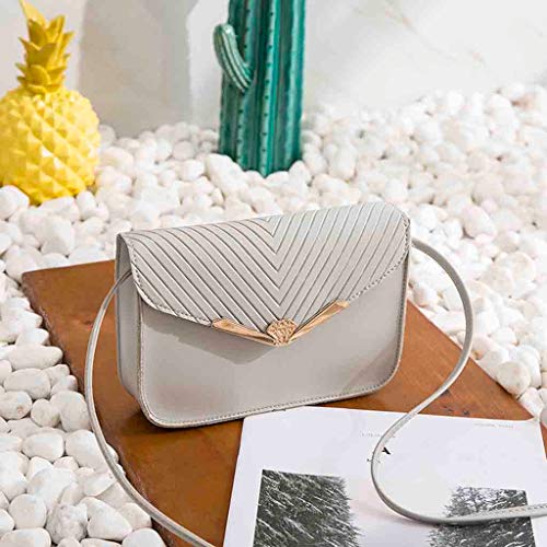 HULKAY New Upgrade Classic Matte PU Leather Small Messenger Purse Bag Cell Phone Wallet Case Handbag with Shoulder Strap(Gray)