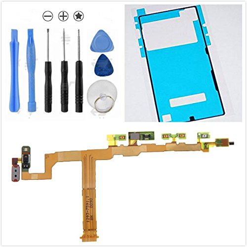 Replacement Power Volume Button Flex cable with Vibrator + Tools +Back Cover Adhesive For Xperia Z5 Compact Mini E5803 E5823
