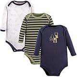 Luvable Friends Hanging Long Sleeve Bodysuits 3PK,Boy Deer, 9-12 Months