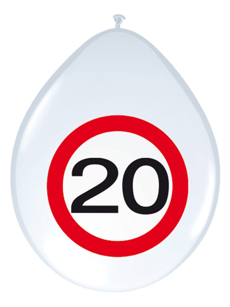 Folat - Traffic Sign Birthday Balloons 20 years - 12In / 30cm - 8 pieces