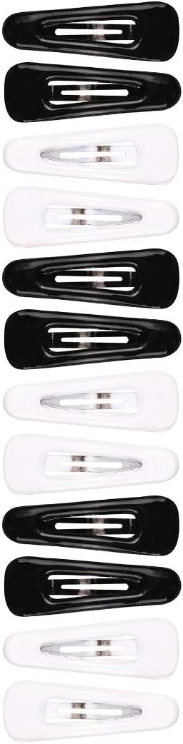 Abhi Black and White Metal and Plastic Solid Glossy Look Tic Tac Clips for Women and Girls (6 Pair/12 Pieces)