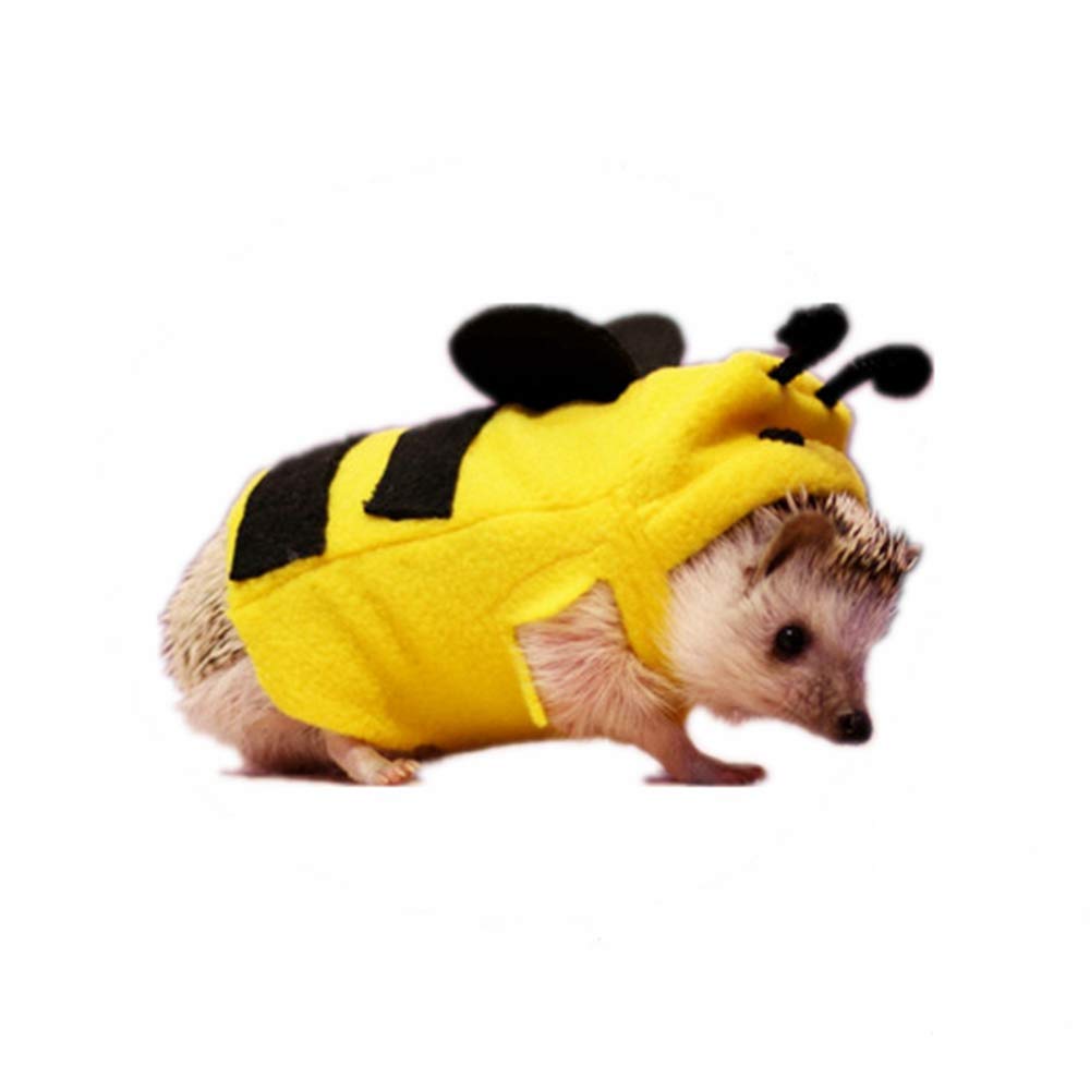 HAICHEN TEC Hedgehog Clothes Bee Costume Small Animal Apparel Polar Fleece Material Handmade Hedgehog Hoodie Costume Accessories Outfit for Cosplay Halloween Party Pet Supplies (S (300-400g))