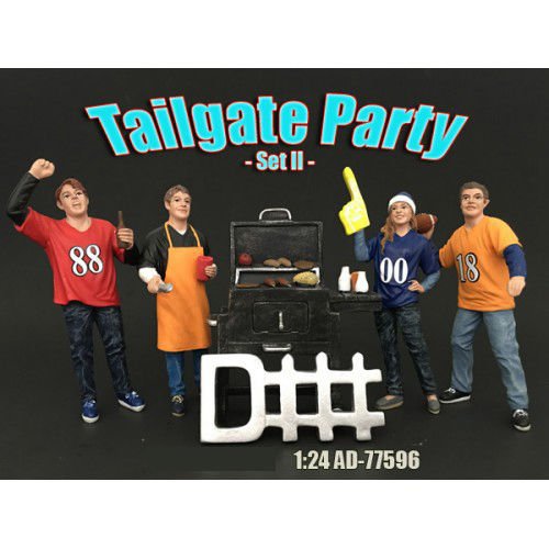 Tailgate Party Set II 4 Piece Figure Set For 1:24 Scale Models by American Diorama 77596