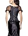 Burvogue Women's Short Sleeve Gothic Steampunk Jacquard Corsets Tops (Medium, Black)