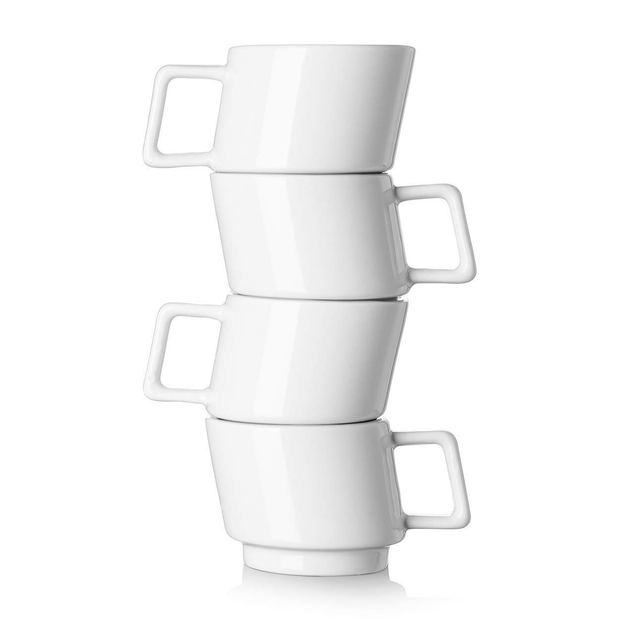 DOWAN Porcelain Espresso Cups, 2.7 Ounces Espresso Coffee Cup Set of 4, Funny Demitasse Cups, Stacka