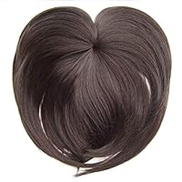 ZaRoing Silky Clip-On Hair Topper Wig, Heat Resistant Fiber Hair Extension for Women, Hair Crown Toppers for Women Clip, Human Hair Straight Hair Piece, Silk Base Toupee with Thinning Hair